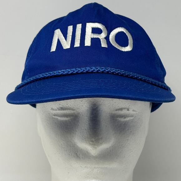 Vintage Niro Hat Cap Blue 90s 5 Panel A-Frame Snapback Rope Corded - Picture 2 of 10